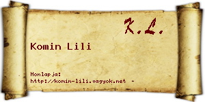 Komin Lili névjegykártya